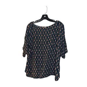 H&M navy blouse with triangle shapes